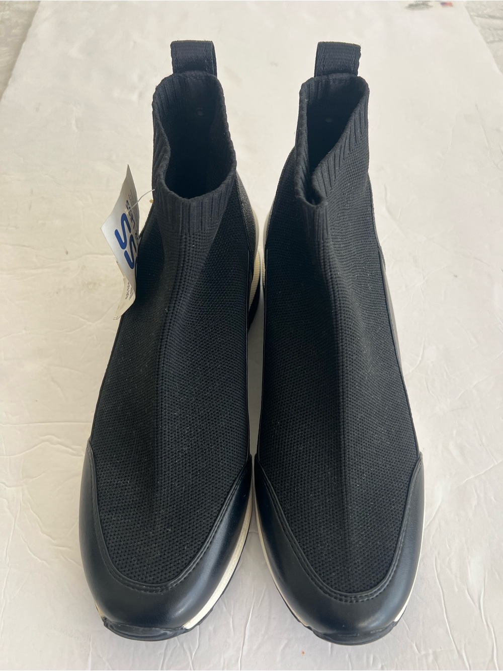 Michael Kors women size 9.5 Black Stretch-Knit Chelsea Slip-On Sneakers NWT